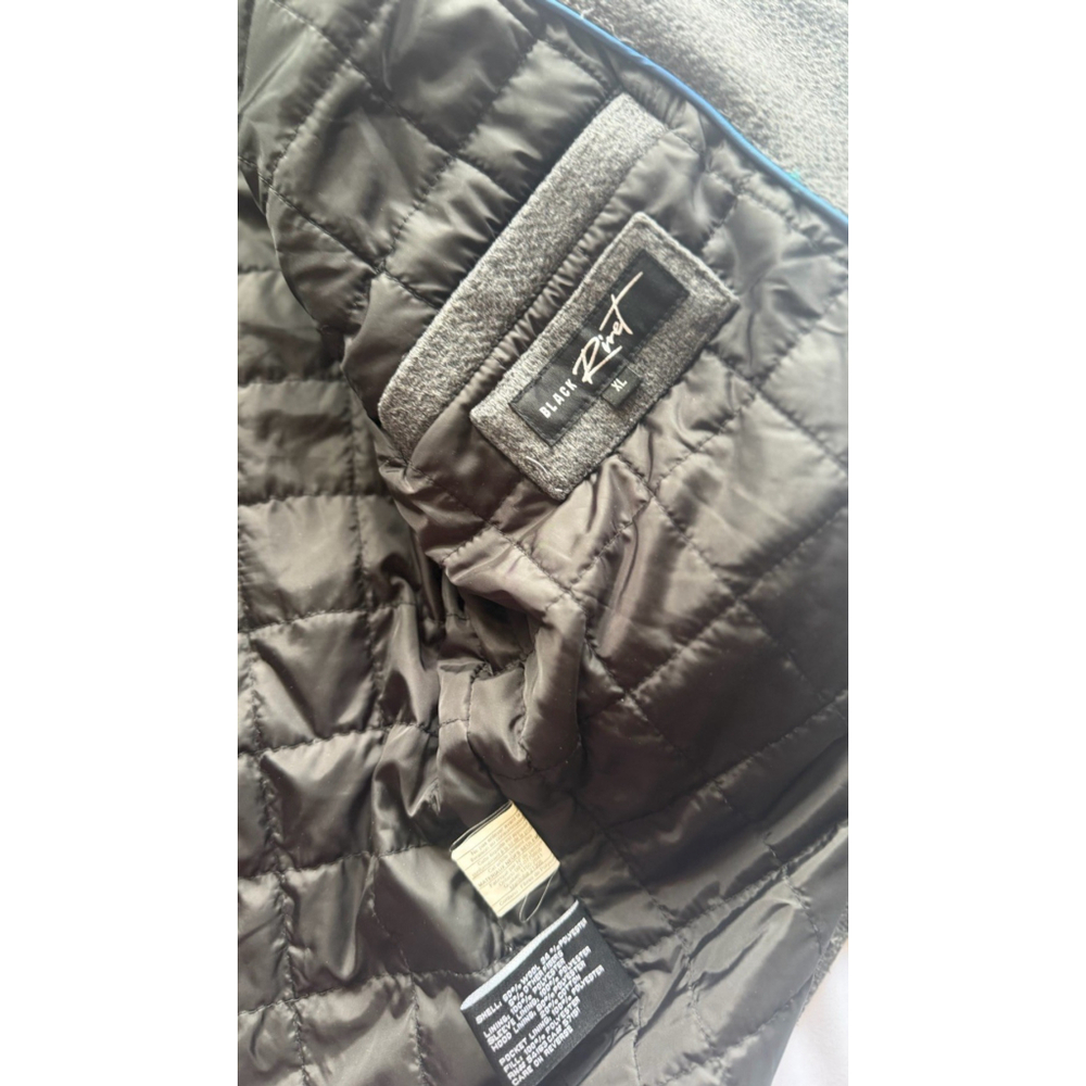Black Rivet Jacket Mens XL Gray Wool Blend Hooded Parka Quilted Warm Coat - Picture 7 of 8